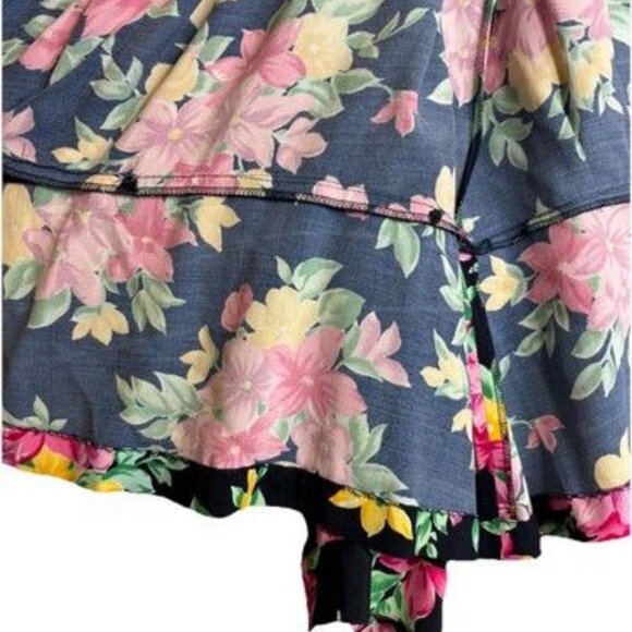 Vintage Evan Picone Size 12 Woman's Floral Wrap Snap Peplum Long Sleeve Blouse - Picture 4 of 10